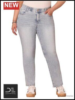 Plus Size Booty Lift Straight Leg Jeans Mid Rise 99% Cotton 1% Spandex